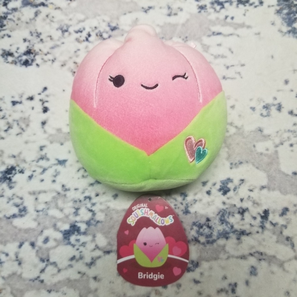 Squishmallow  Pink & Green Plush Bridgie The Tulip Flower